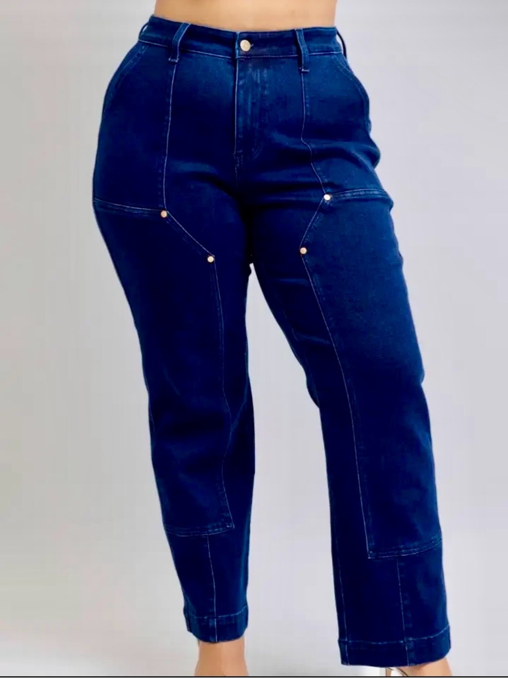 Judy Blue Deep Indigo High Waisted  Straight Leg Jeans with Stud Accents